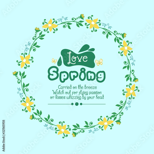 Elegant Decoration of leaf and flower frame, for Love spring greeting card template design. Vector