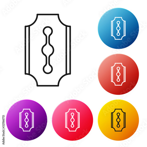Black line Blade razor icon isolated on white background. Set icons colorful circle buttons. Vector Illustration