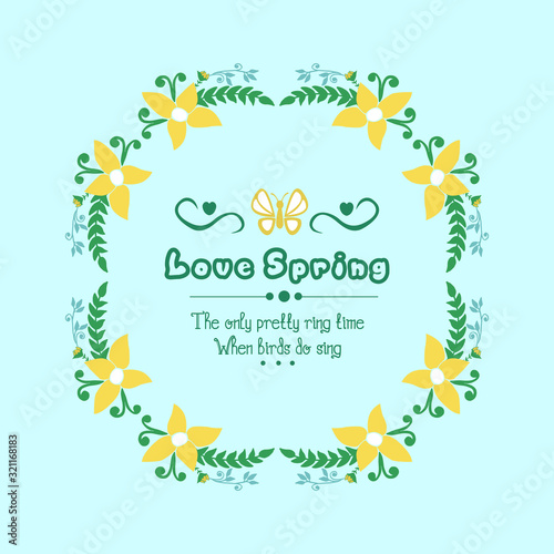 Elegant shape Pattern of leaf and floral frame, for love spring card design. Vector