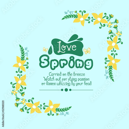 Elegant shape Pattern of leaf and floral frame  for love spring card design. Vector