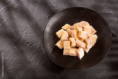 Raw tripe in pieces - Text space