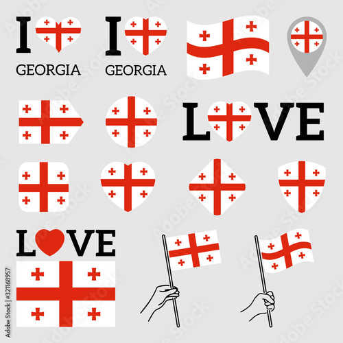 Flag of Georgia. Set of vector Flags