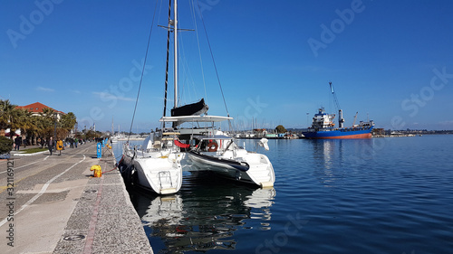 preveza city port greece in winter sunny day