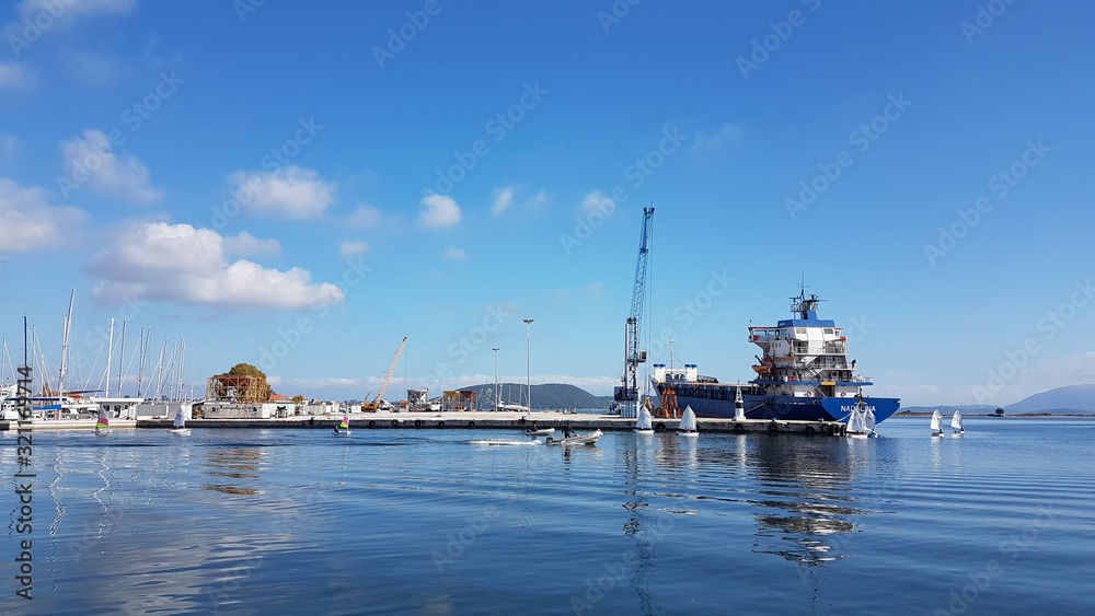 preveza city port greece in winter sunny day