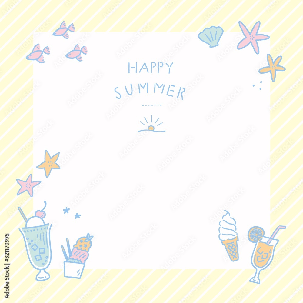 夏 かわいい イラスト フレーム Stock Illustration Adobe Stock