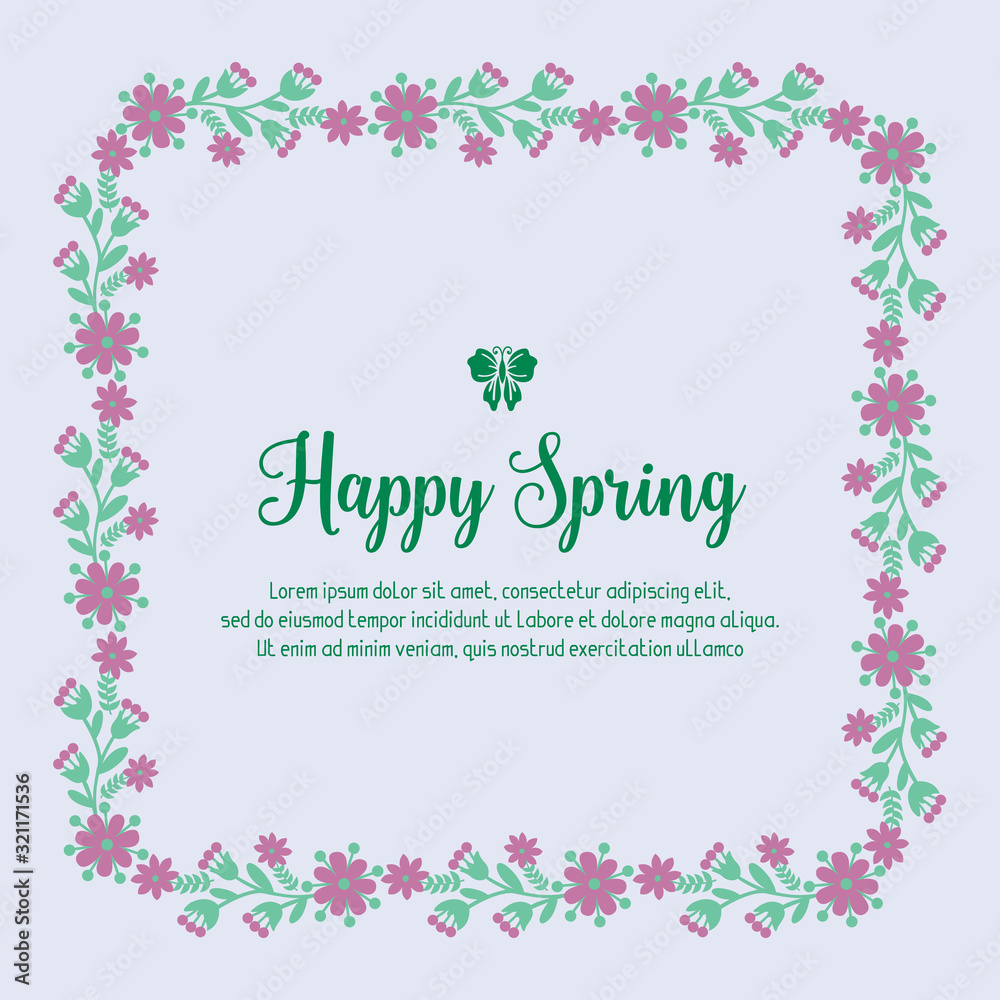 Vintage Pattern of leaf and wreath frame, for happy spring greeting card design. Vector