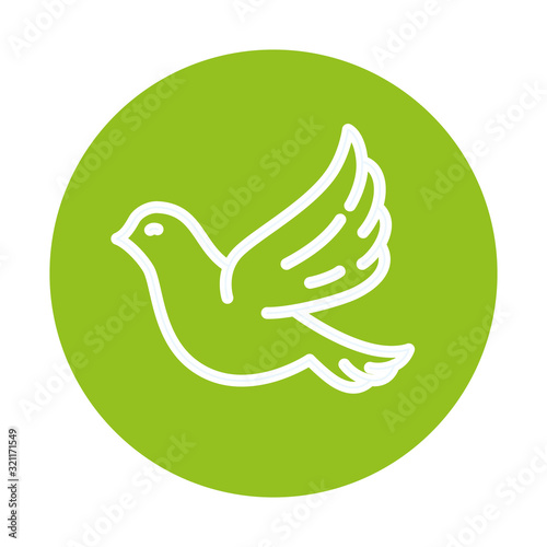 silhouette of dove with heart on white background vector illustration design