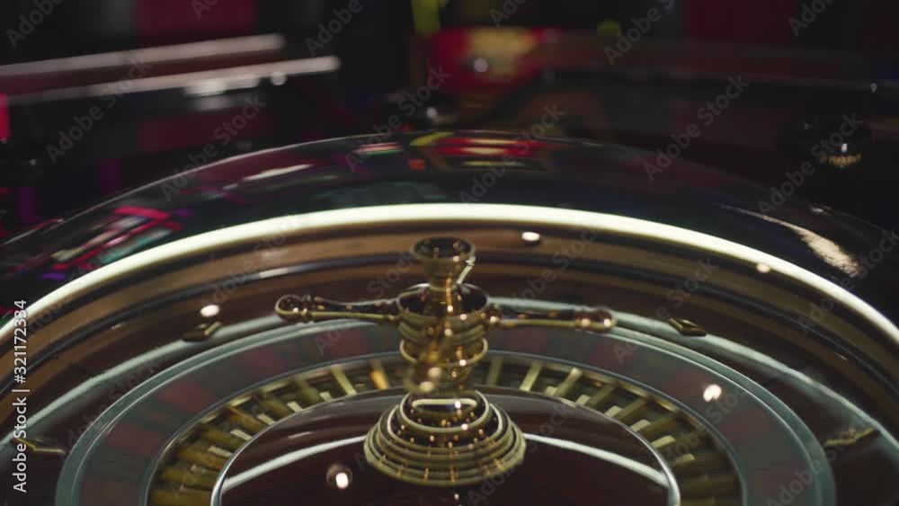 The roulette casino wheel is spun one way and a ball is sent round the other way.