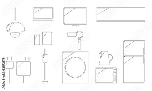 Simple illustration set of electrical products