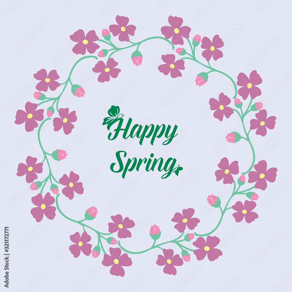 The beauty pink wreath frame, for happy spring greeting card template design. Vector The beauty pink wreath frame, for happy spring greeting card template design. Vector
