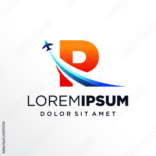 Initial Letter P with Plane or Travel Logo Design