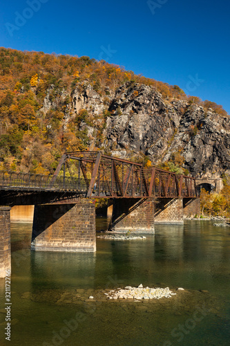 Old Railroad Bridge across the Potomac River in Harper's Ferry, West Virginia, USA