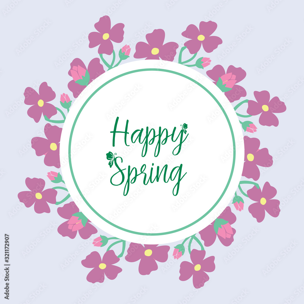 The beauty pink wreath frame, for happy spring greeting card template design. Vector
