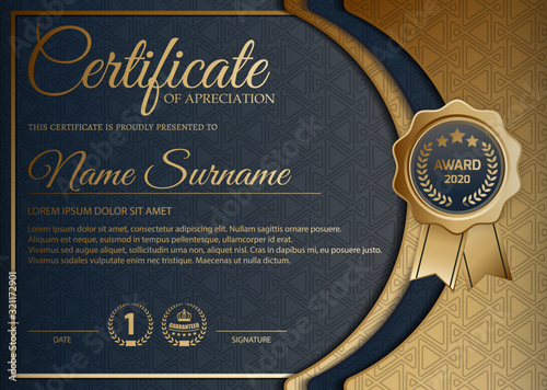 Appriciation certificate best award diploma set.	