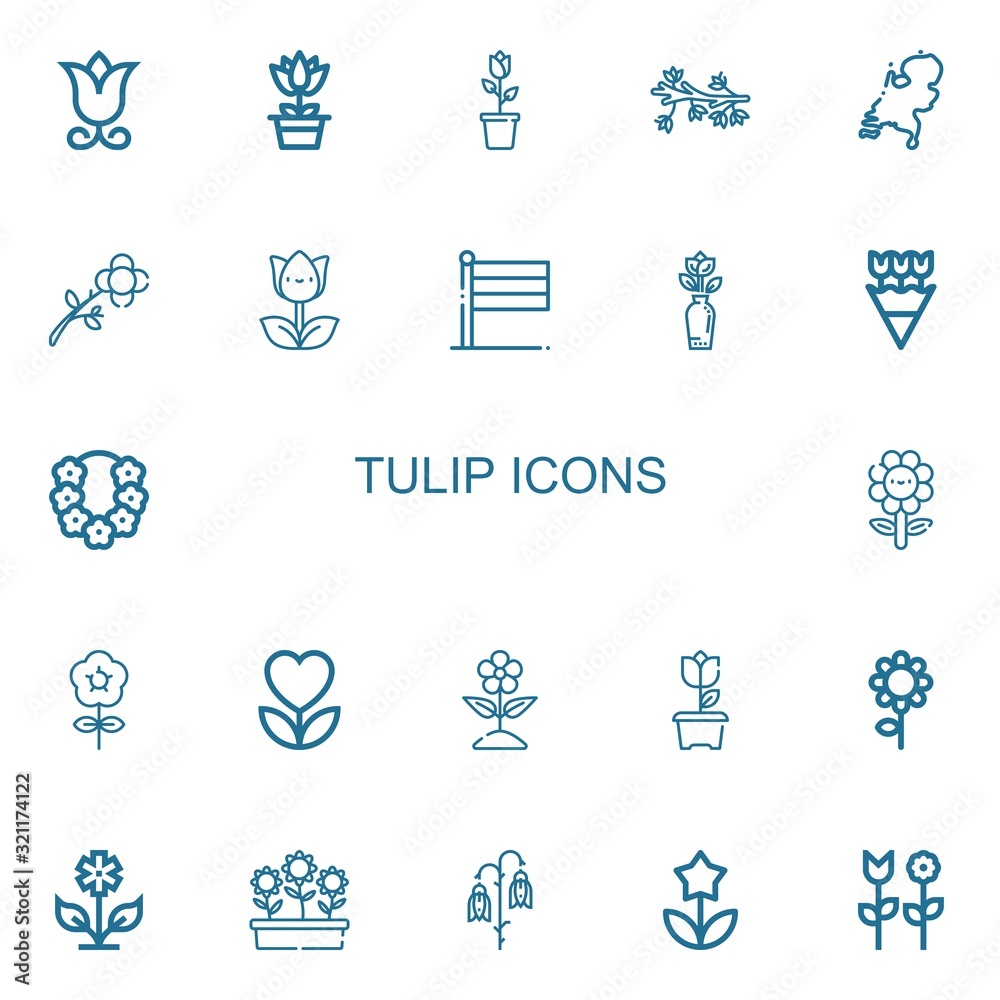 Editable 22 tulip icons for web and mobile