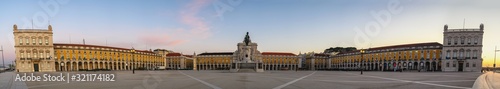 Lisbon Portugal sunrise panorama city skyline at Arco da Rua Augusta and Commerce Square