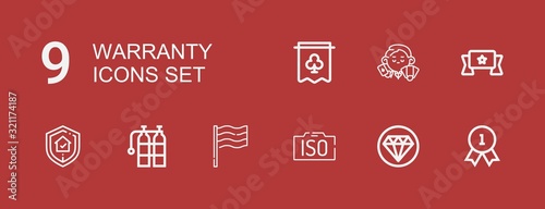 Editable 9 warranty icons for web and mobile