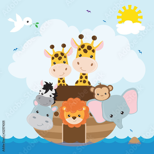 Noah ark vector cartoon illustration