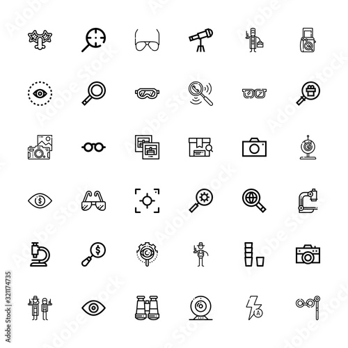 Editable 36 lens icons for web and mobile