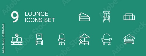 Editable 9 lounge icons for web and mobile