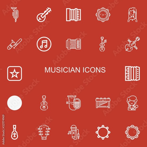 Editable 22 musician icons for web and mobile