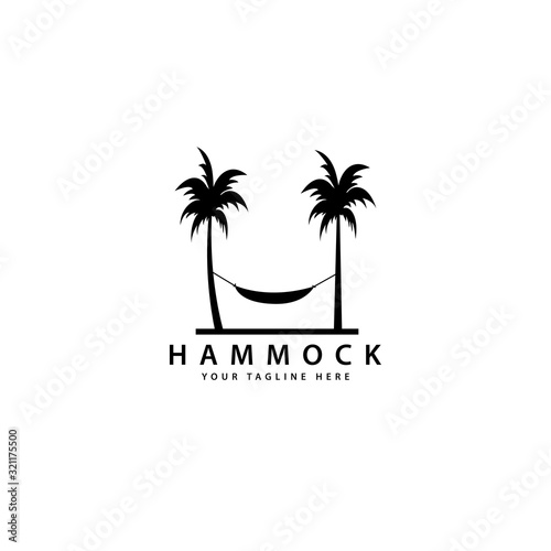 hammock logo design with outdoor palm trees