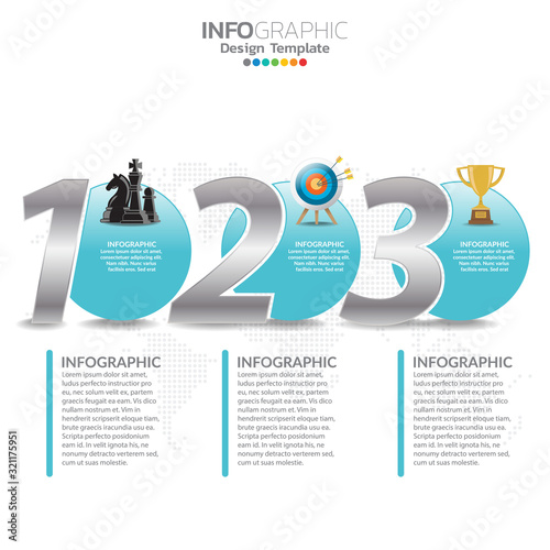 Infographic template design with 3 steps.
