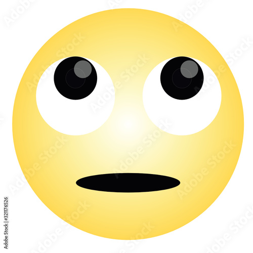 Rolling eyes emoji. Yellow bored face emoticon with eyes pointing up and open mouth, as if extremely bored, impatient, annoyed or disappointed, cause someone didn't get the sarcasm.