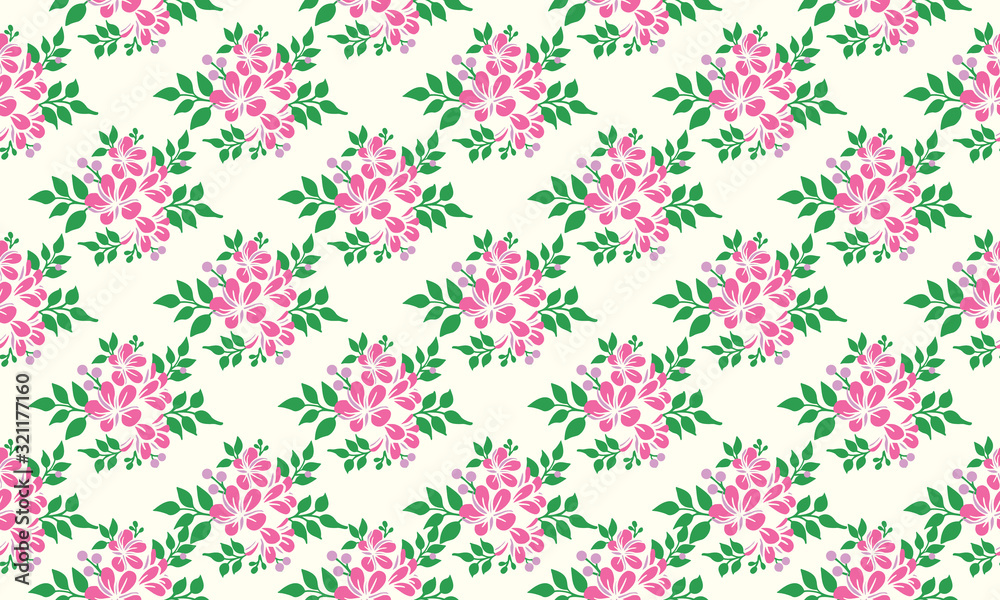 Seamless flower pattern background for spring, with leaf and floral decorative.