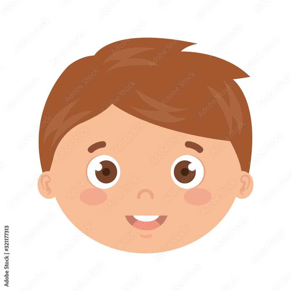 head of boy smiling on white background vector illustration design