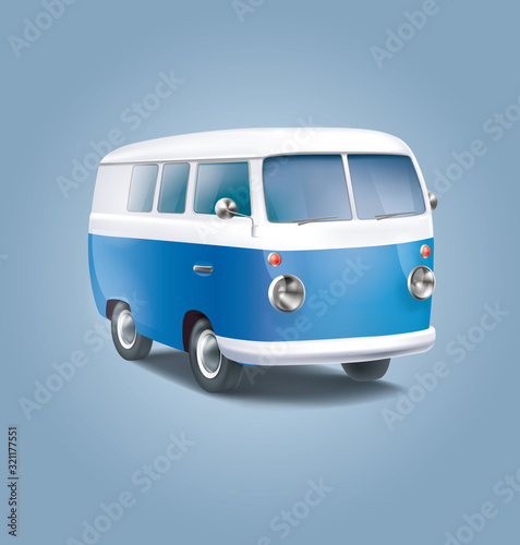 Isolated illustration of vintage van. Editable EPS vector