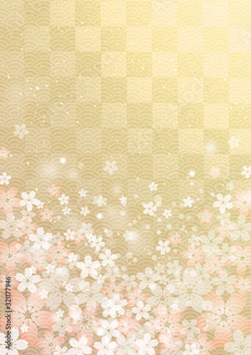 桜_和柄_金箔背景