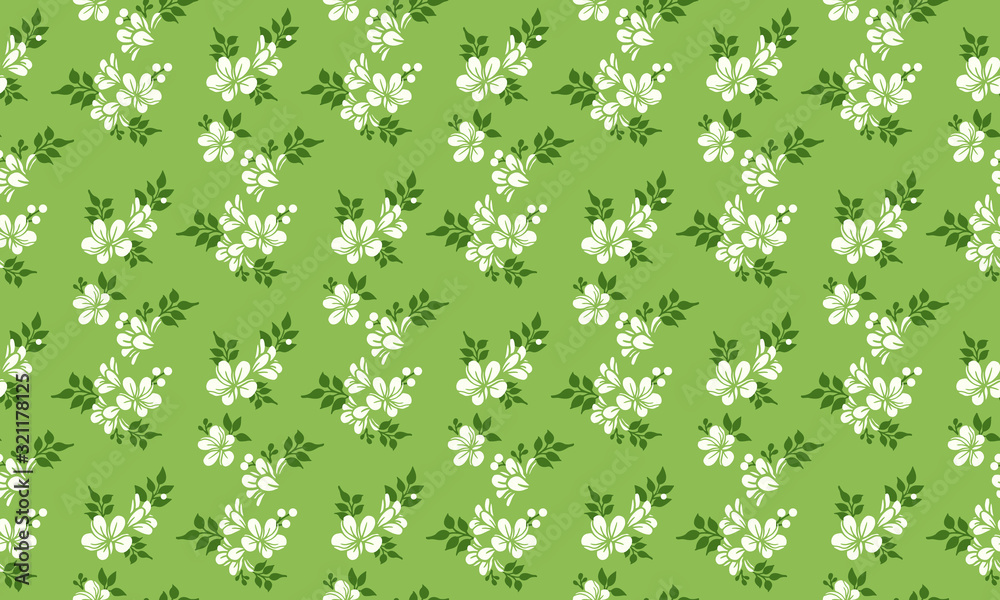 Elegant template for spring, with seamless leaf and flower pattern background design.