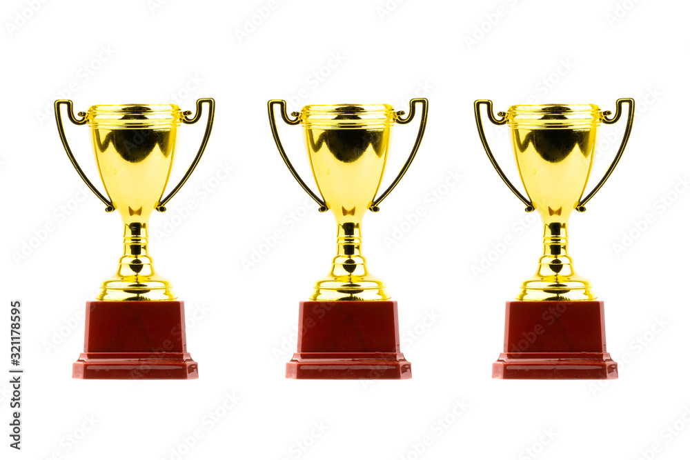 Trophy and medal closeup on white background Trophy and medal closeup on white background