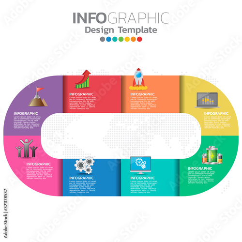 Infographic template design with 6 color options. photo