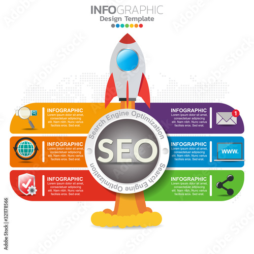 Infographic concept illustration of Seo infographics with Business layout template.