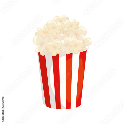 delicious popcorn in container isolated icon vector illustration design