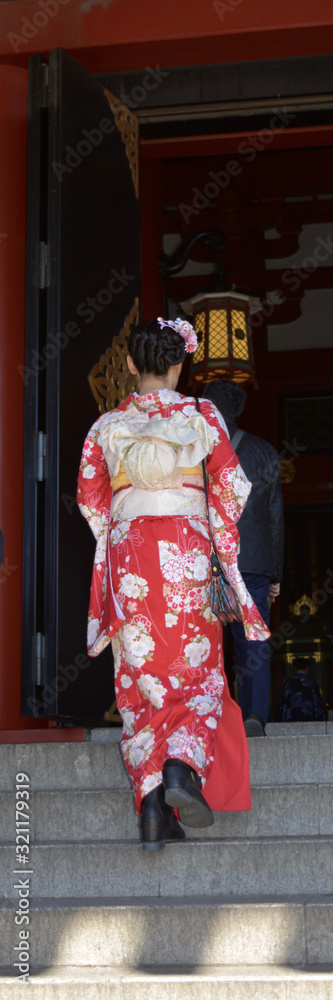 Japanese Geisha Abstract Red White Tokyo Narita in Japan - HND - NRT - OKA - CTS