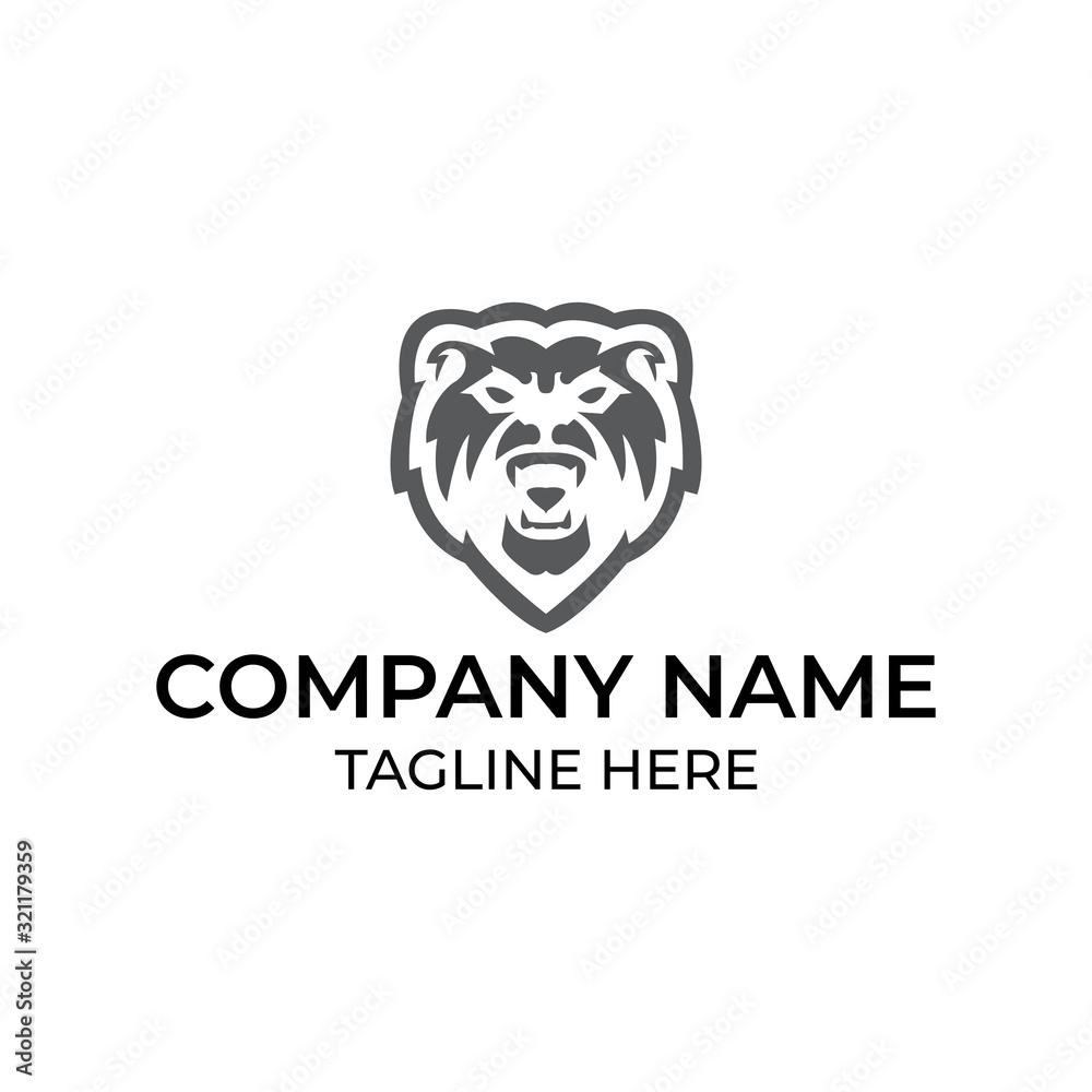 Modern and simple logo design for head bear