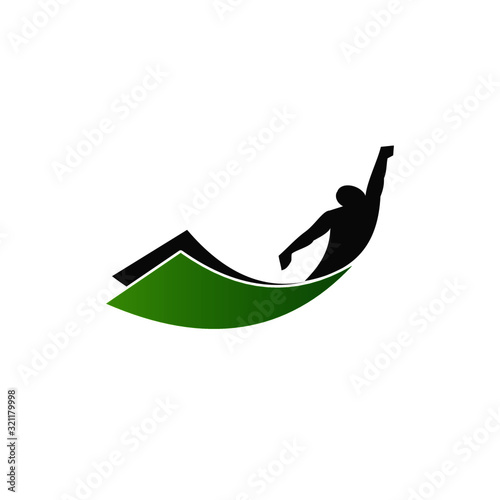 paper logo super hero mascot flying person design