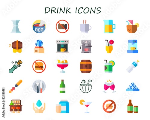 Modern Simple Set of drink Vector flat Icons