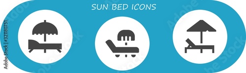 Modern Simple Set of sun bed Vector filled Icons