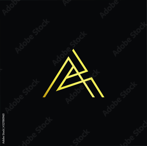 Outstanding professional elegant trendy awesome artistic black and gold color A AA initial based Alphabet icon logo.