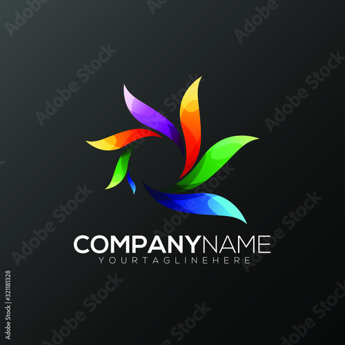 Vector illustration for a full-color flower logo perfect for a company
