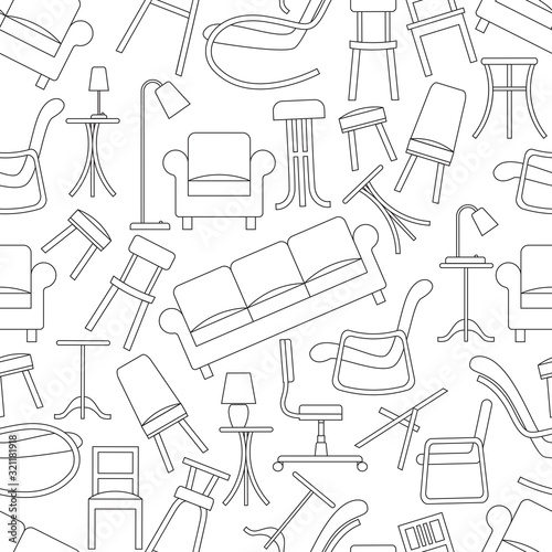 Chairs and armchairs. seamless pattern.