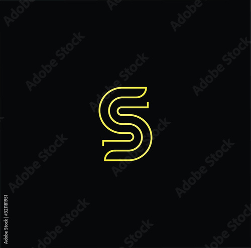 Outstanding professional elegant trendy awesome artistic black and gold color S SS initial based Alphabet icon logo.