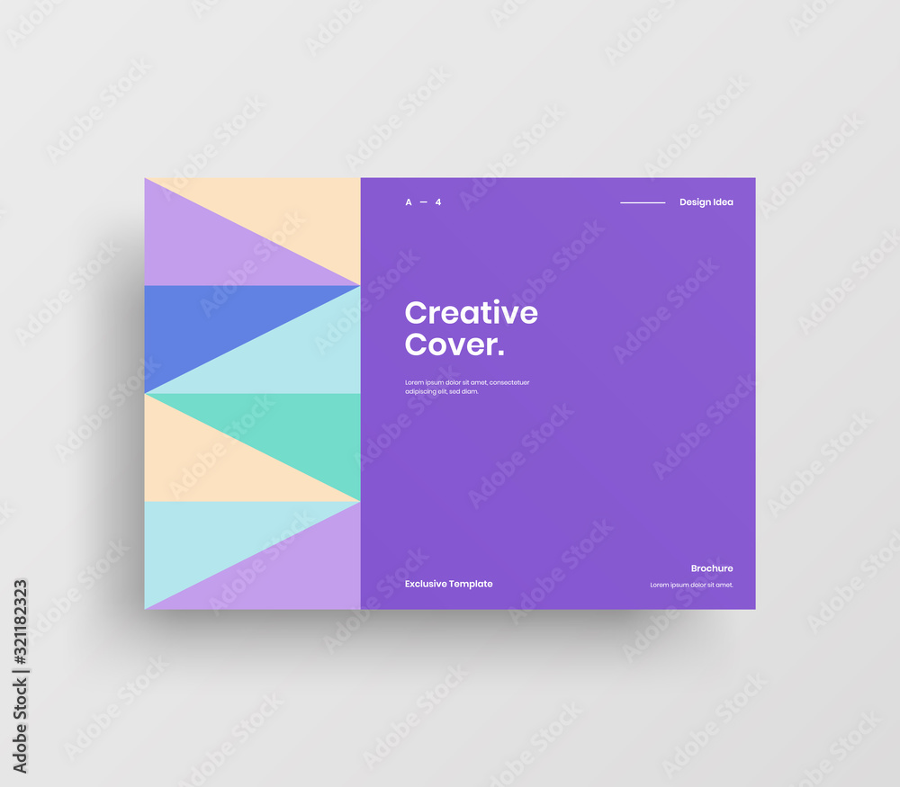Fototapeta premium Creative business presentation vector A4 horizontal orientation front page mock up. Modern corporate report cover abstract geometric illustration design layout. Company identity brochure template.