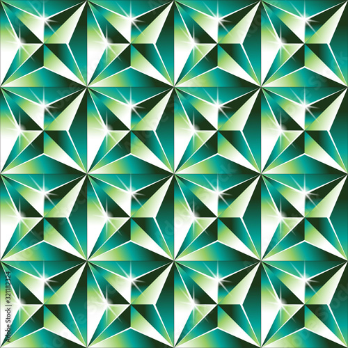 the facets of the gemstones form a pattern in green. vector illustration.