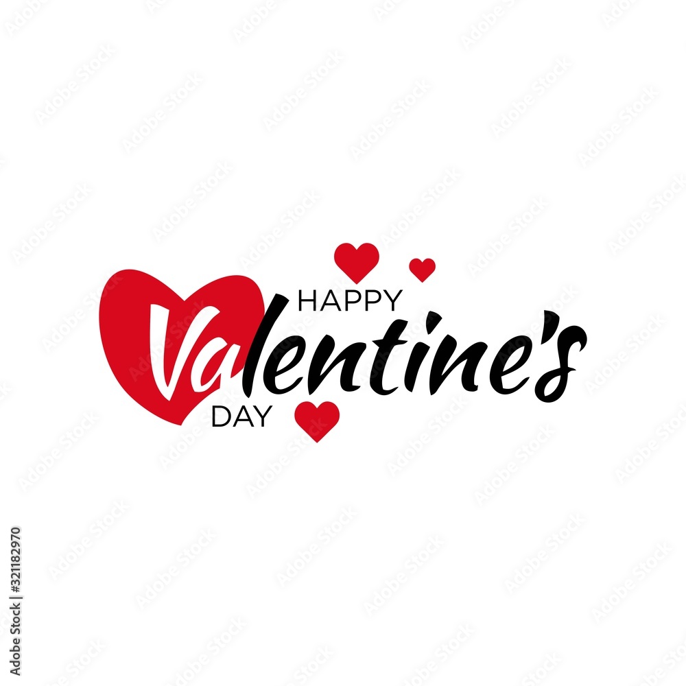 Valentines day background with heart in line and elegant typography of happy valentine`s day text . Vector illustration for wallpaper, flyers, invitation, posters, brochure, banners