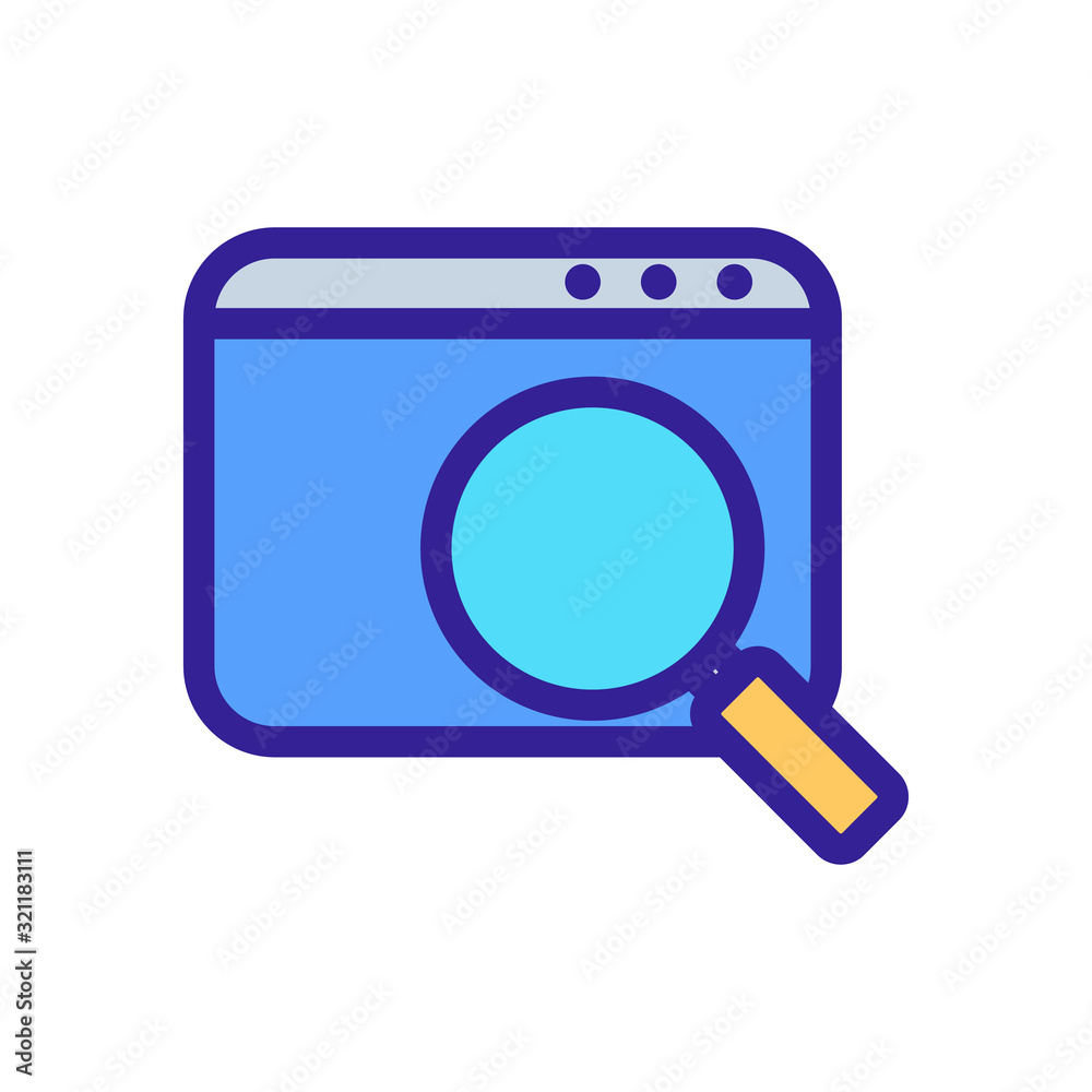 browser search icon vector. Thin line sign. Isolated contour symbol illustration browser search icon vector. Thin line sign. Isolated contour symbol illustration